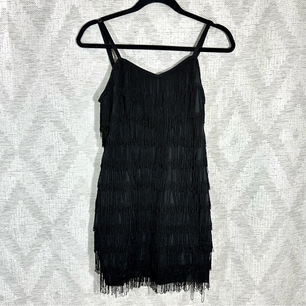 Frederick's of Hollywood black fringe mini dress size M